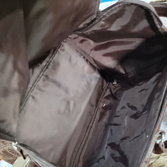 VTG Tote Duffel Bag Bath Body Works Brown Faux Alligator Leather 90s Y2K Travel - Picture 15 of 16